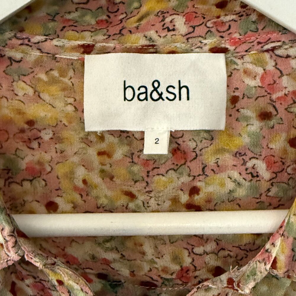 ba&sh NEW Lark Rose Floral Semi Sheer Braided Detail Button Front Blouse US 6 - Picture 7 of 11